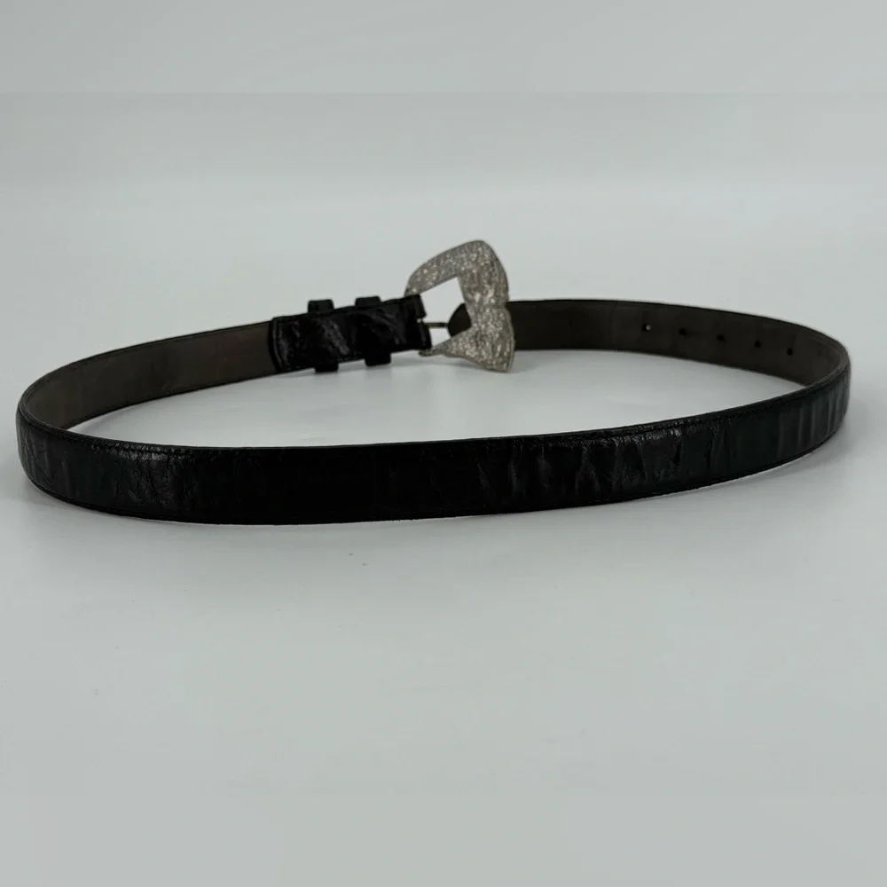 Vintage Morris‎ Moskowitz Black Leather Belt 80s 90s